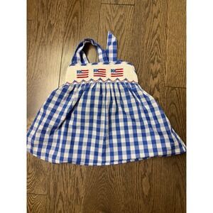 Vintage Southern sunshine American flag smocked dress size2